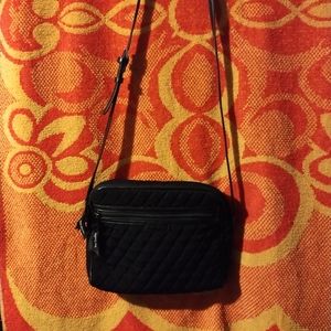 Vera Bradley Microfiber Trimmed Crossbody Bag in Classic Black